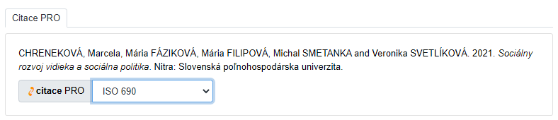 uKážka citovania s použitím Citace.com v katalógu SlPK
