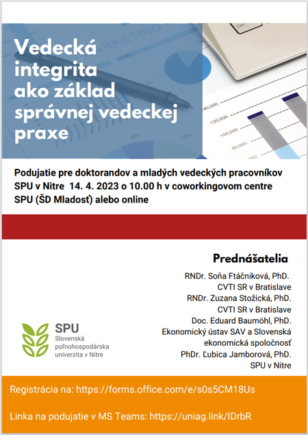 Vedecká integrita a etika :: Podujatie na SPU v Nitre dňa 14.4.2023