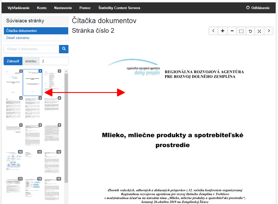 Zobrazenie dokumentov v čítačke PDF dokumentov (ARL)